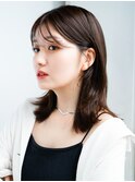 ◯ぱっつん前髪流し前髪鎖骨ミディアムボブ耳かけボブパーマ小顔
