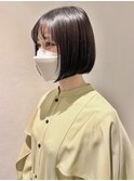 (土橋)切りっぱなしボブナチュラルボブオリーブアッシュ髪質改善