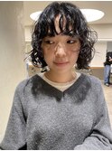 レイヤーボブ/ボブパーマ/丸顔/前髪あり/ミニボブ/20代/結べる