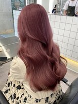 サンク 原宿 表参道(cinq) 原宿ピンクカラーレイヤーケアブリーチミルクティーベージュ前髪