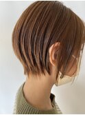 ショートヘア/くびれショート/ミルクティーベージュ/透け感