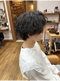 【シャドウパーマ】韓国ヘア ウルフ スパイラルパーマ 黒髪