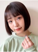 コンパクトボブ　前髪あり　ワンレングス