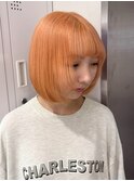 14970アプリコットオレンジ切りっぱなしボブオレンジベージュ