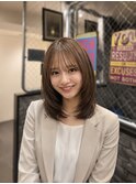 レイヤーボブ/ミルクグレージュ/韓国巻き/結べるレイヤーカット