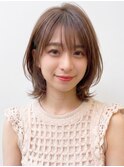 透明感ブラウン◎大人可愛い顔周り/ミディアムレイヤー/夏カラー