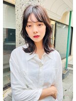 メーヴェ(Mowen) mowen×外ハネミディアム×小顔カット×ダークアッシュ
