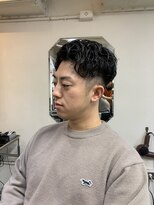 メリケンバーバーショップ フクオカ(MERICAN BARBERSHOP FUK)&nbsp;ハイライトマッシュパーマウルフアッシュブラック
