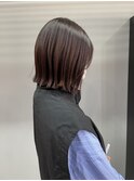 切りっぱなしボブタッセルボブ丸くならないボブピンクブラウン