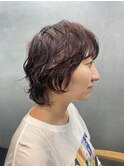 癖毛風ショートパーマ