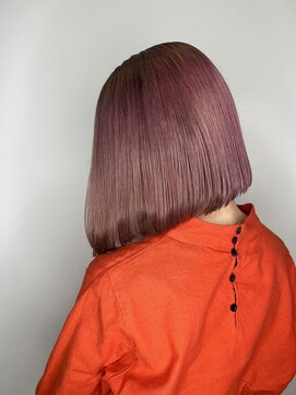 ハピネ(happine..) フレンチカジュアルピンクミルクティーカラー+切りっぱなしボブ