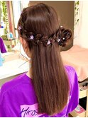 ストレートハーフアップヘアセットスタイル【京都/ヘアセット】