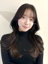 ライン(LINE)&nbsp;韓国風/レイヤー/小顔/前髪カット/髪質改善/グレージュ/透明感