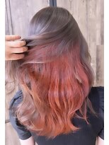 ウーア(ua.)&nbsp;マロンベージュ／インナーカラー／オレンジ