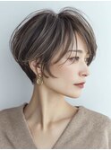 白髪ぼかし脱白髪染め似合わせショートボブ40代50代60代♪
