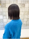 ぷつっとボブ　パープルブラウン　ボブ　切りっぱなし