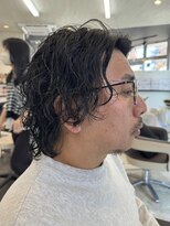 ヘアーアンドビューティーガーデン(HAIR AND BEAUTY GARDEN)&nbsp;栃木メンズゆるめ波巻きパーマシャドウパーマセンターパートヘア