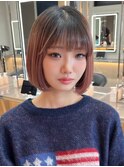 イメチェンショート外はねボブ美髪ブルーブラックワイドバング