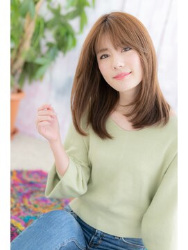 ミック 日暮里店(miq) ミルクティーピンクシースルーバングエアストレートa1