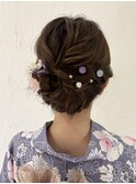 梅田浴衣レンタル　ヘアセット　花火大会　まとめ髪