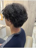 常田風黒髪束感ウルフセンターパートツイストスパイラルパーマ