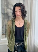 センターパートサーフカール緩めシャドウパーマ久屋大通/伏見