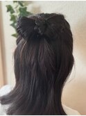 リボンハーフアップ