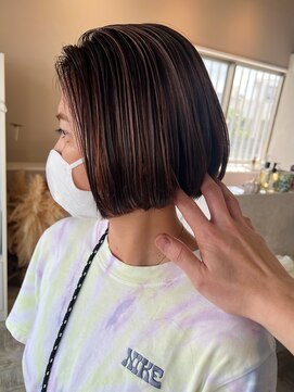 アスラン(ASLAN) 【aslan】沖縄ボブ/コントラストハイライト/ミルクティカラー