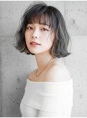大人可愛いゆるふわミニボブ×アッシュグレー