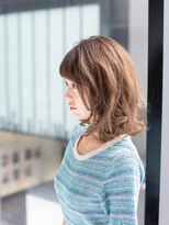 ルルディ バイ アフロディーテ銀座(luludi by APHRODITE)&nbsp;ミディアム/デザインカラー/シルキーベージュ/斜めバング/銀座