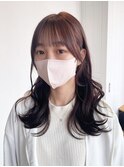 ナチュラルロング_斜めバンググレージュカラー_ba461031