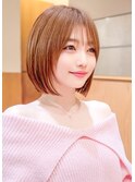 【京都】オレンジベージュ_大人ボブ_前下がりボブ_ショートボブ