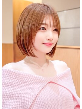 ルエ(rue) 【京都】オレンジベージュ_大人ボブ_前下がりボブ_ショートボブ