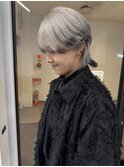 20代30代ウルフダブルカラーホワイトシルバーエンドカラー