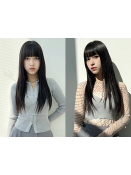 ピンとなりすぎない拘りの縮毛矯正で毛先までしっとりナチュラルなストレートヘアをご提供！髪質改善にも◎