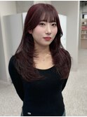 カシスラベンダー レイヤーカット 顔周りカット 透明感 美髪