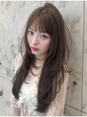 オリーブグレー×小顔[ココアベージュ/黒髪/くらげヘアー]