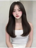 韓国ヘア 黒髪 ロングレイヤー 韓国風ヘア 髪質改善 艶髪 20代