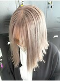 ハイトーン/ミルクティアッシュ/艶ボブ/切りっぱなしボブ