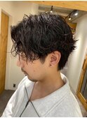 センターパートニュアンスパーマ