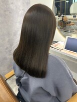 カノエ 福岡香椎店(canoe)&nbsp;髪質改善 縮毛矯正 オリーブベージュ 切りっぱなし ミディ