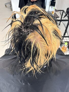 ココ 原宿(KOKO) ダブルカラースペインカールメンズハイトーンデザインカラー
