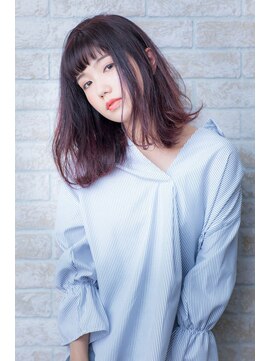 ヘアーアートシフォン 池袋西口店(Hair art chiffon) 外ハネミディアムシースルーカラーダークグレージュ透け感レトロ