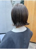 ショコラアッシュカラーの外はねワンカールパーマボブ♪