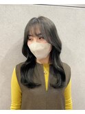 オリーブグレー×レイヤーカット