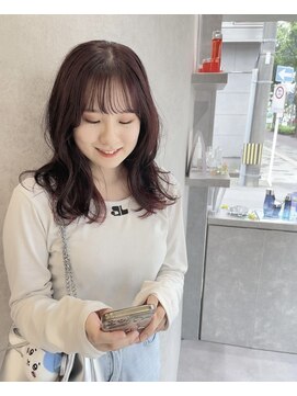 ソル(SOL) セミロング/ピンクブラウン/デザインカラー/ヘアカラー/韓国ヘア