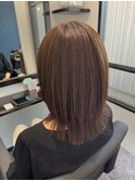 くびれミディ/ミディアムレイヤー/モカベージュ/30代/40代