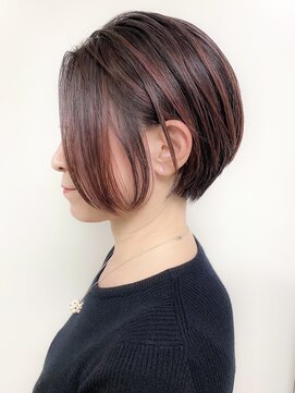 【morio原宿】前下がりショート　ハイライト　暖色カラー