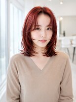 ルービック なかもず(Rubik's)&nbsp;韓国風レッドカラー×外ハネミディアム