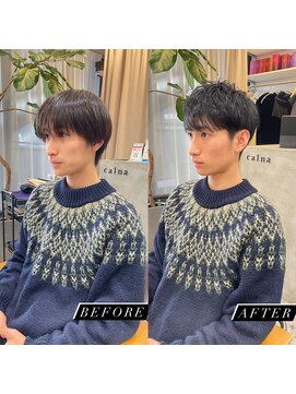 カルナ バイ エルモ(calna by ELMO) スーツ短髪ツーブロック束感モテる黒髪シークレットパーマ流行